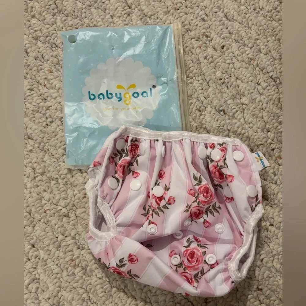 Baby Pink Floral Swim Diaper Cover